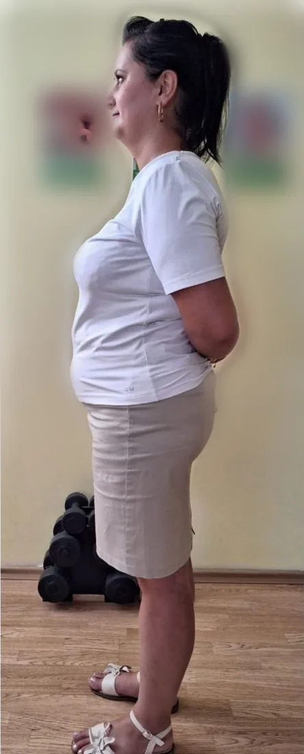 Clientă Happy Fit, înainte de program, din profil